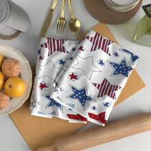 2pcs Patriotic Kitchen Towels Hand Towel- 15.7x23.6" American Flag & Stars Design, Red White Blue, Durable Polyester, Perfect For Home Decor & Holiday Gifts,Super Towels, - Multicolor - View 5