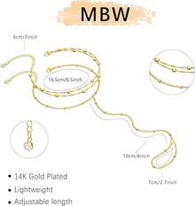 MBW Gold Bracelets Women, Dainty 14K Gold Plated Bracelet Stack Beaded Chain Bracelet Set Thin Small Cute Paperclip Bracelets Fashion Waterproof Jewelry Gold Accessories Women - HC GD3 - 查看 6
