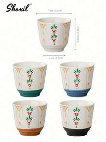 shoxil 1 件陶瓷咖啡杯，中东沙特咖啡杯，150 毫升，卡布奇诺蜡烛杯，节日礼物，适合下午茶、家庭聚会、餐厅、咖啡馆、露营 - 咖啡杯 - 查看 10