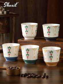 shoxil 1 件陶瓷咖啡杯，中东沙特咖啡杯，150 毫升，卡布奇诺蜡烛杯，节日礼物，适合下午茶、家庭聚会、餐厅、咖啡馆、露营 - 咖啡杯 - 查看 7