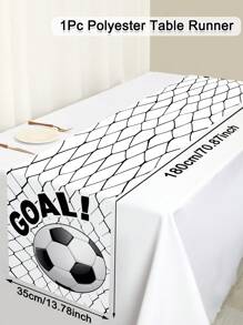1 Stück Fußball Tischläufer, 13.78x70.87inch Polyester Schwarz & Weiß Fußball Tischläufer, Spiel Sport Thema Tischdekoration, perfekt für Baby-Duschen, Sportveranstaltungen, Geburtstagspartys, Sport Party Dekoration