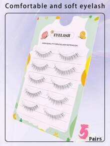5 对自然假睫毛，轻盈，适合新娘、约会、旅行，4-8 毫米 - 自然纖長款 - 查看 3