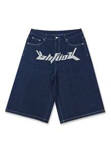 Jeans casuales de pierna recta GlobeSwift para hombres, estilo europeo y americano con estampado de letras, marca de ropa urbana