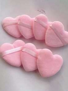 Set de 8 esponjas de maquillaje de terciopelo con forma de corazón, diseñadas para contornear, áreas de ojos y esquinas, incluye un recipiente para mezclar base, adecuado para todo tipo de piel, ideal para maquillaje, decoración del hogar, tocador, viajes, dormitorio y talla grande, accesorio de maquillaje perfecto, regalo, obsequios, viajes, artículos baratos, artículos esenciales para viajes - Rosa - Ver 6