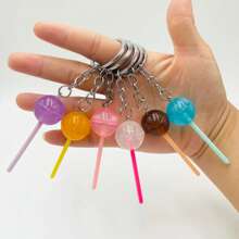 1pc Simulation Lollipop Keychain Keyring Transparent Light Up Resin Accessories Candy Bag Pendant Creative Gift Diy School Bag Pendant School Bag Charm Back To School Gift Graduation Gift Halloween
