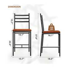 Juego de 2/4 taburetes de bar para el hogar, silla de bar de piel sintética con respaldo y cojín grueso, taburetes de bar tapizados de altura de mostrador con reposapiés para isla de cocina, barra de mostrador - Taburetes de bar marrones (4 piezas) - Ver 7