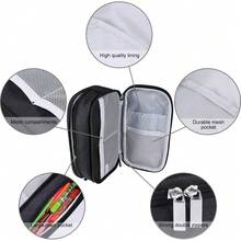 Large Capacity Pencil Big Storage Pencil Bag Pouch 3 Multifunctional Compartment Pen Marker Cases Holder Portable Office Stationery Organizer Supplies Makeup Bag, Black - 黑色 - 查看 6