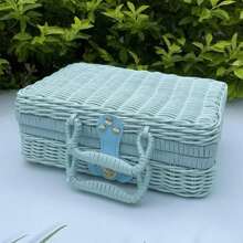 Rattan-Like Finish Box, Woven Basket, Retro Storage Box, Decorative Accessory, Hand-Held Suitcase, Gift Box