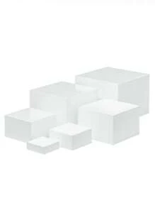 6pcs Acrylic White Square Storage Box, Desktop Organizing Box And Storage Box, Living Room Horizontal Organizing Box, Party, Wedding, Festival Dessert Cake Display Organizing Box, Baking Pastry Plate