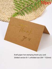 10pcs Kraft Paper/White Card Printed Golden Thank You Cards, Folding Greeting Cards, Kraft Paper Envelopes, Seal Stickers, Multiple Styles And Colors Available,Christmas - Multicolor - View 6