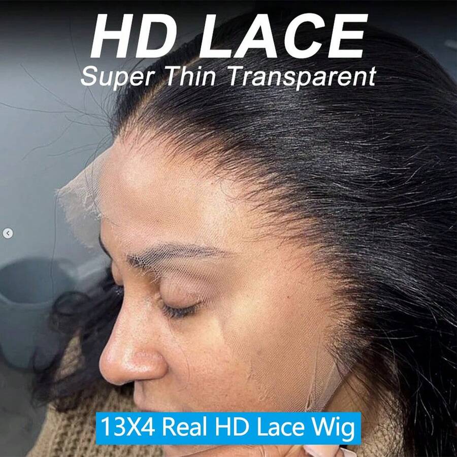 HD Lace Wigs 13x4 HD Lace Frontal Wig 24 26 28 Inch Straight Human Hair Wigs 210% Deinsity Top Quality Human Hair Wigs Brazilian Weave Lace Front Human Hair Wig 15A HD Lace Wigs Human Hair For Women - Natural Black - 查看 1