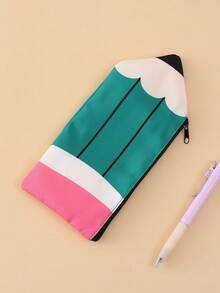 1pc Large Capacity Pencil Pattern Pencil Case, Pencil Shaped Pencil Box/Cartoon Print Pencil Box, Cute Portable Travel Cosmetic Bag, Stationery Pencil Pouch, Miscellaneous Storage Bag, Perfect Back To School Pencil Case, School Supplies, Pencil Bag, Backpack - Multicolor - View 11