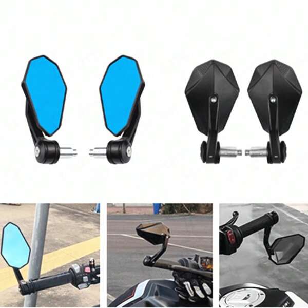 Pair 7/8" 22mm Motorcycle Rearview Mirrors Universal Scooter Bar End Handlebar Side Mirror Cafe Racer Old School