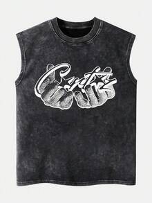 男士圆领休闲宽松复古印花针织上衣