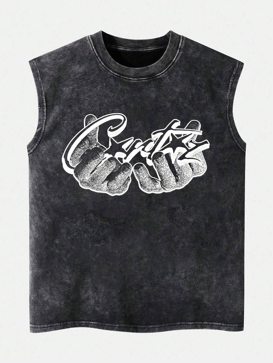 男士圆领休闲宽松复古印花针织上衣