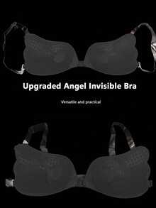 新款 Lala 女神天使翅膀带肩带隐形硅胶胸贴聚拢文胸拉拉内衣胸贴 - 黑色 - 查看 6