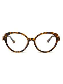 1 副女士豹纹猫眼 PC 镜框复古镂空镜腿装饰性无度数眼镜，街头时尚 - 彩色 - 查看 4