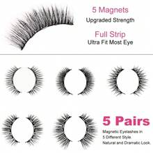 Magnetic Eyelashes With Eyeliner Kit, 5 Pairs Natural Look False Eyelashes With Applicator, Waterproof Eyeliner Reusable Fake Lashes For Makeup Eyelashes Extension Black