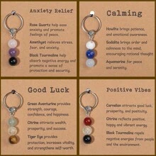 1 pieza Llavero de cristal natural, para nuevos comienzos, llavero de piedra curativa para aliviar la ansiedad, curación de cristales, regalo de fiesta o graduación para mujeres