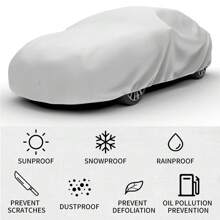 Silver Gray Car Cover, Thick PEVA Material, Dust-Proof, Scratch-Resistant, Breathable, Waterproof All-Weather All-Season Vehicle Protection, Suitable For Sedans, Essential Car Accessory To Protect Your Beloved Car