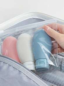 3 Stücke auslaufsichere Reiseflaschen mit Tragetasche - nachfüllbar und quetschbar für stressfreies Reisen