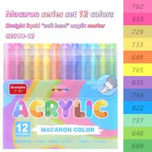 GuangNa 12 colori Penne a pennarello liquido acrilico colore pelle/macaron, punta dritta, adatto per carta, pietra, ceramica, realizzazione di biglietti e artigianato fai-da-te, forniture per la casa e la scuola, regali di Ringraziamento e Natale, forniture scolastiche, ritorno a scuola