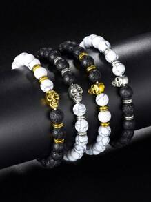 1 pieza Pulsera de cuentas con calavera punk, pulsera personalizada para hombre de playa