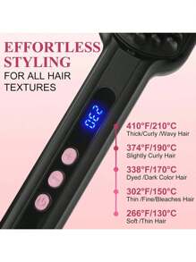 Brosse lissante à ions négatifs, peut être utilisée comme une brosse régulière ou un lisseur de cheveux, écran LCD affichant la température, réglable de 100 à 230°C en 14 réglages (intervalle de 10°C)