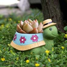 Cartoon Succulent Pot Set Combination Cute Little Creative Art Flower Pot Home Decoration Turtle Small Flower Pot Ornament - Multicolor - View 5