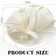 Fascinator Tea Party Hat - 2025 Derby Pillbox Hat Women (.87x5.9inch) - 杏色 - 查看 2