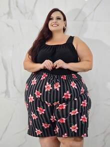 Kit 4 Bermuda Shorts Plus Size Garter Belt Affordable Fashion Curvy  With Elastic Waist Real Curves Fresh - 彩色 - 查看 5