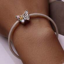 1 PC 925 Sterling Silver Butterfly Charms Sweet Flowers Beads Pendant DIY Bracelet Necklace Jewelry Making Valentines Wedding