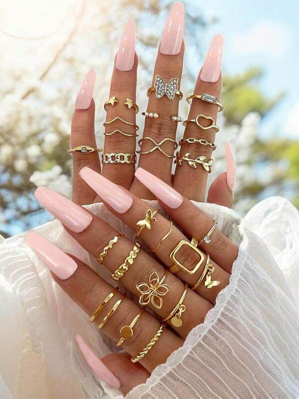 Set de 23 piezas de aros con colgante de perlas en forma de torcidos de masa frita para la oreja