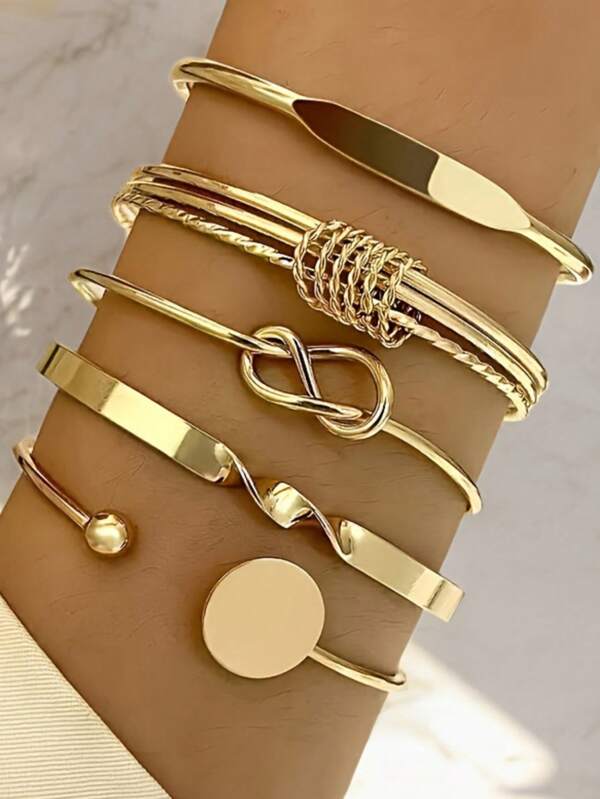 1 Set Fashionable Vintage Minimalist Chain Bracelet, Layered Open Bangle Wrist Accessories