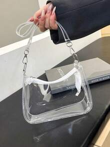 Women's Fashion Clear PVC Underarm Shoulder Bag For Daily Use, Transparent Shoulder Bag, Stadium Approved Clear Bag, Clear Transparent Purse Bag For Concerts Sports Events Festivals, Waterproof, Sandproof Transparent Bag, Beach Sports Picnic Snacks Clear Purse For Women