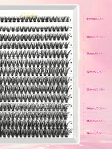 280pcs Lash Clusters 40D DIY Eyelash Extension D Curl Individual Lash Cluster Natural Eyelash Extension Mixed Tray Reusable Handmade Home Application (40D-0.07D-9-16MIX) - Black - View 4