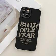 Fashion Creative Faith Over Fear Design Phone Case, Anti-Collision Phone Protective Cover, Phone Accessory Compatible With IPhone 11 12 13 14 15 16 Series - màu đen - Xem 1