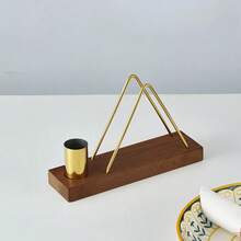 1 件优雅木制纸巾架带牙签分配器 - 由山毛榉和黑胡桃木制成 - 独立式餐巾架，适用于咖啡馆、酒店、餐厅和咖啡店 - 坚固的木质设计 - 彩色 - 查看 6