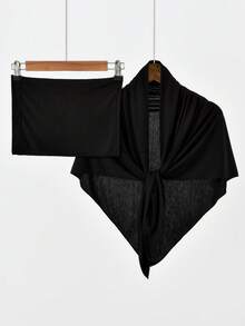 1 件/2 件女士纯色穆斯林便捷头巾，宽松缝纫风格三角围巾，透气防晒经典头巾，适合日常佩戴，优雅时尚的穆斯林头巾 - 彩色 - 查看 15