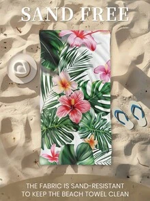 1 pieza Toalla de playa estampada, toalla de baño con estampado de flores coloridas, toalla de moda para la playa, toalla de baño súper absorbente