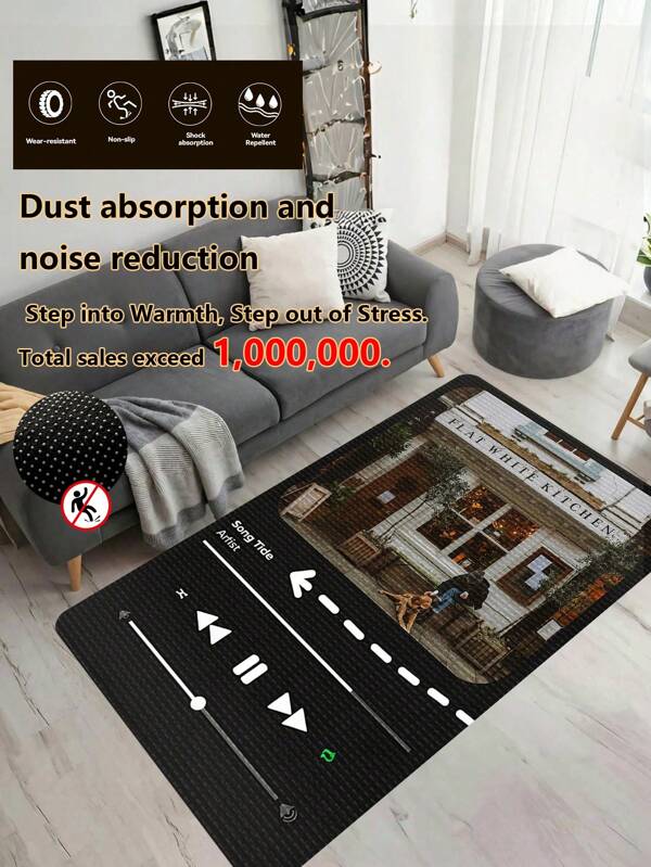 1 PIEZA Alfombra decorativa para sala de música, absorbente de agua y antideslizante, lavable y cálida en invierno con un diseño de póster de álbum de discos. Puede usarse como alfombra de área accesoria para dormitorios, salas de estar, aulas y salas de estudio, adecuada para amantes de la música, accesorios de baño y de vuelta al colegio.