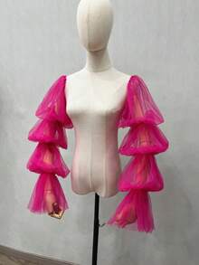 1 cái Tay áo bong bóng lưới màu trắng có 2 dây thun và 4 lớp Vỏ tay áo cưới màu đen cho Halloween Ngày lễ tình nhân Phụ kiện mùa thu - trắng - Xem 22