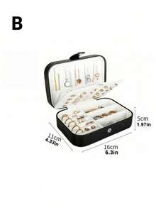 1 件旅行珠宝盒，小型 PU 皮革珠宝收纳盒，适合女士和女孩，双层便携式迷你旅行盒，用于存放耳环、戒指、项链 - 首飾盒 - 查看 11