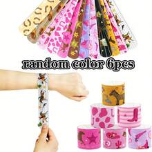 6/12 件可调节闪光西部牛仔手镯 | 按扣马匹设计派对腕带，适用于单身派对用品、西部主题派对装饰、牛仔竞技迪斯科生日礼物 - 粉色牛仔风格乡村音乐节配饰 - 彩色 - 查看 12