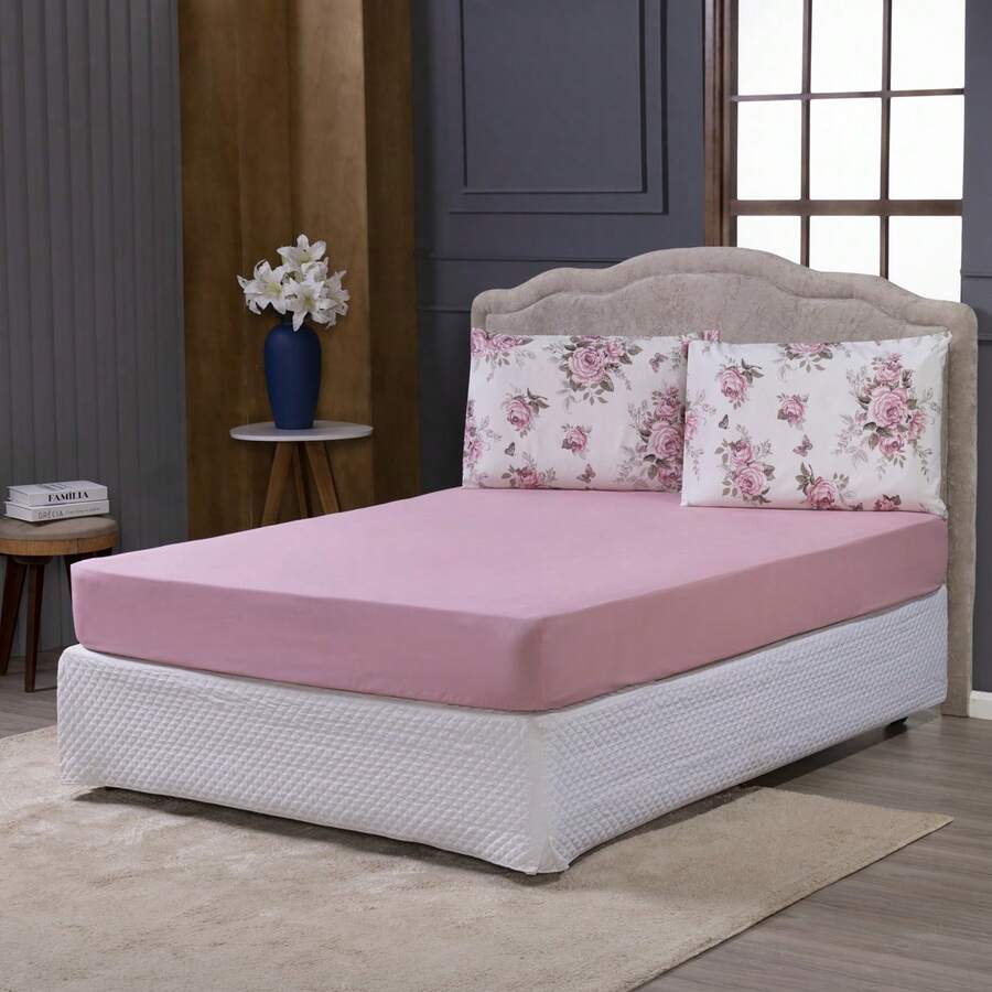3 Piece Percale 100% Cotton Bed Sheet Set - CL02 - 查看 1