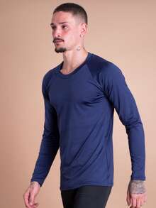 Men's Thermal Shirt UV Protection 50+ Second Skin T-Shirt Cold Mesh Blouse Gym Long Sleeve F7 NEW STYLE - 藏蓝色 - 查看 2