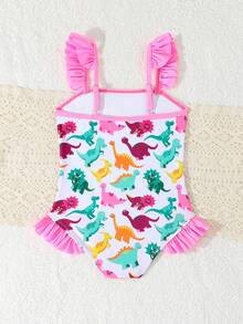 Adorable Dinosaur Design Toddler One-Piece Swimsuit - Multicolor - View 2