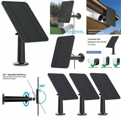 4W Solar Panels For Eufycam Eufy Cam E/2C/E/2 Pro Wall Mount 9.8ft Power Cable