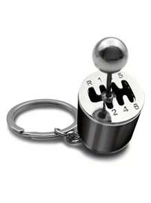 [Mini Alloy Gear Shift Keychain] Alloy Gearbox Keychain - Non-Braided Fashion Gear Shift Stick Keyring Car Accessory - Mini Auto Part Model Keychain (Black)