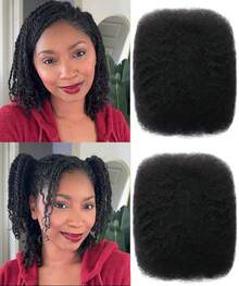 50g/Pcs Afro Kinky Curly Braiding Bulk Hair Extensions For Mini Twists No Weft Soft Locs Afro Kinky Straight Human Hair Extensions Natural Color Cuban Twist Hair Soft Locs Micro Spring Twist For Dreadlocks Loc Repair - SNatural - 查看 6